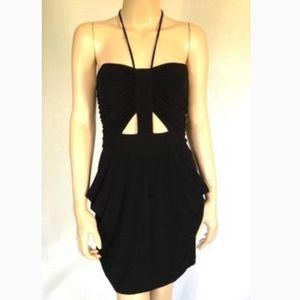 BCBG Cutout Pocket Tie Neck Dress